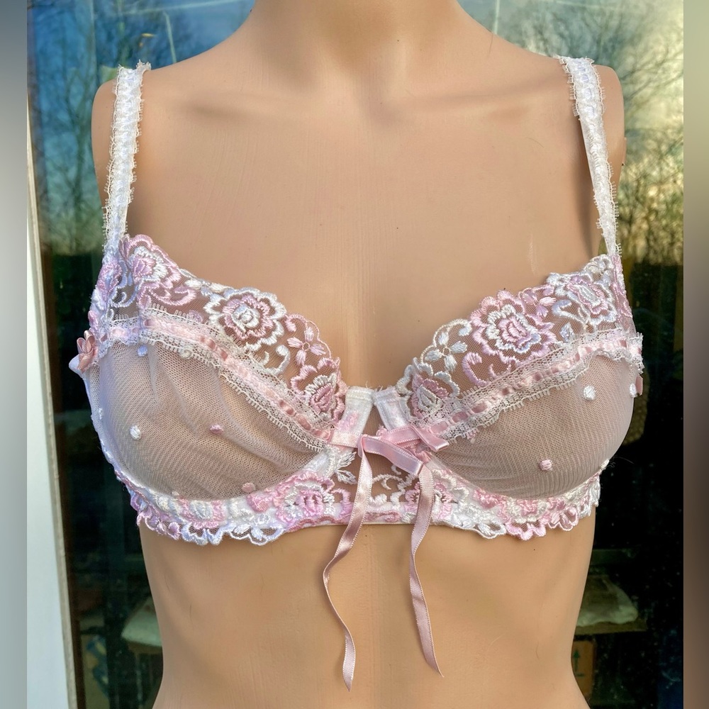 White & Pink Lil Bo Peep Pastel Whimsigoth Jezebel 36B Bra